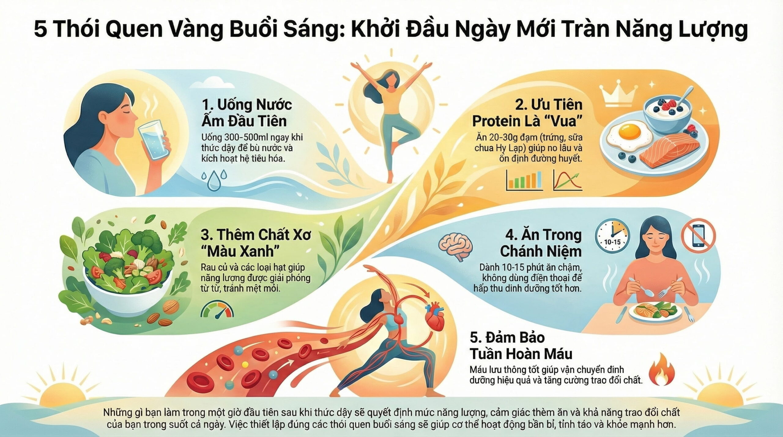 Thói quen sáng giúp cân bằng dinh dưỡng