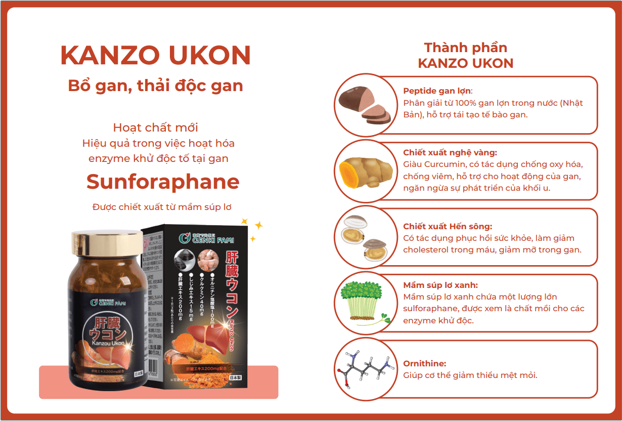 Review chi tiết viên uống giải độc gan Kanzo Ukon: Thành phần, công dụng và cách dùng tối ưu