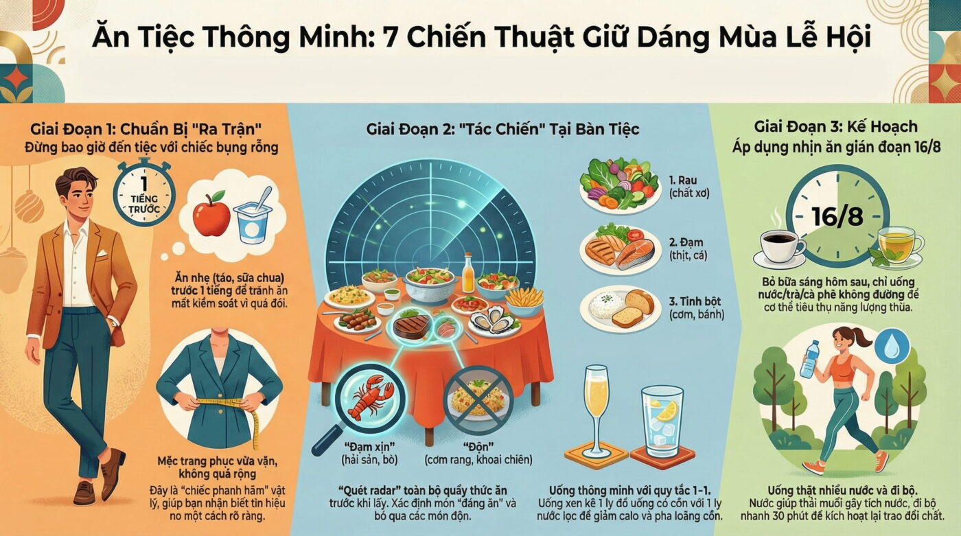 Thưởng thức tiệc mà không phá vỡ cân nặng