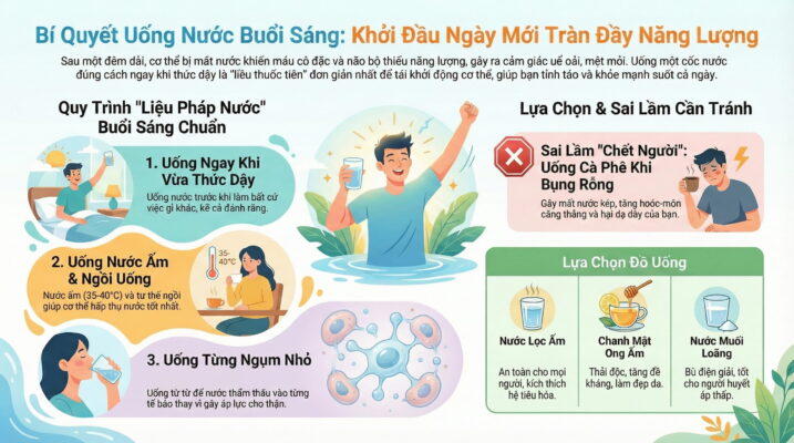 Uống nước đúng cách để bắt đầu ngày mới