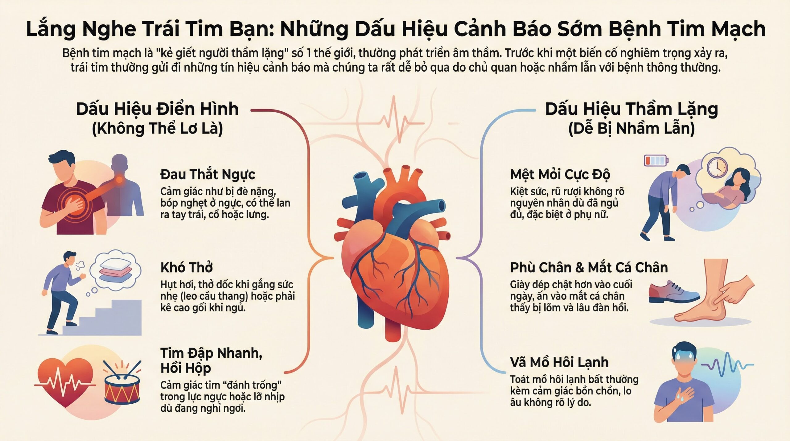 Dấu hiệu cảnh báo sớm bệnh tim mạch