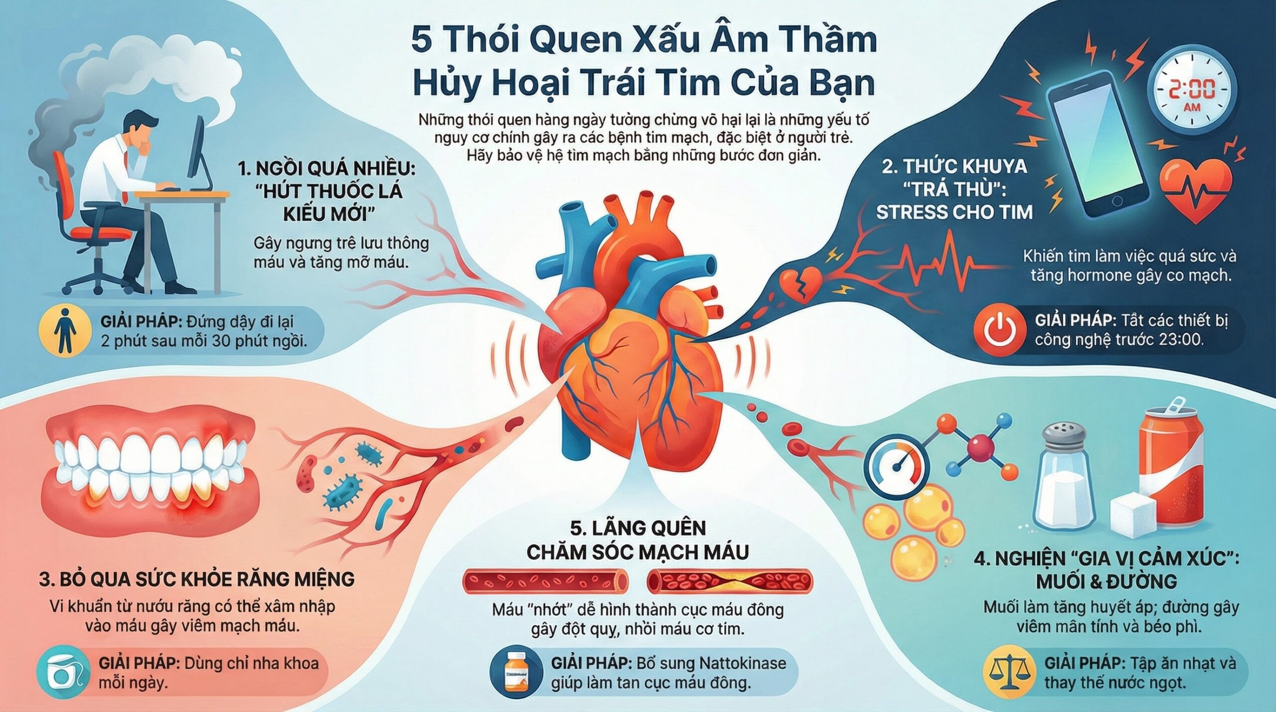 Thói quen xấu âm thầm làm tổn hại hệ tim mạch