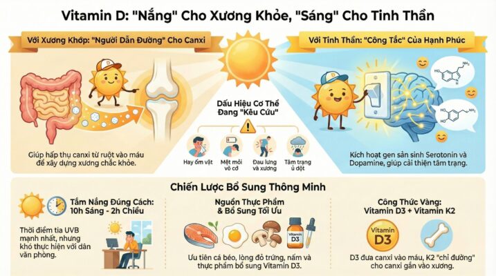 Vai trò của vitamin D đối với xương khớp và tinh thần