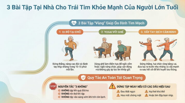 Bài tập nhẹ nhàng giúp người cao tuổi ổn định tim mạch