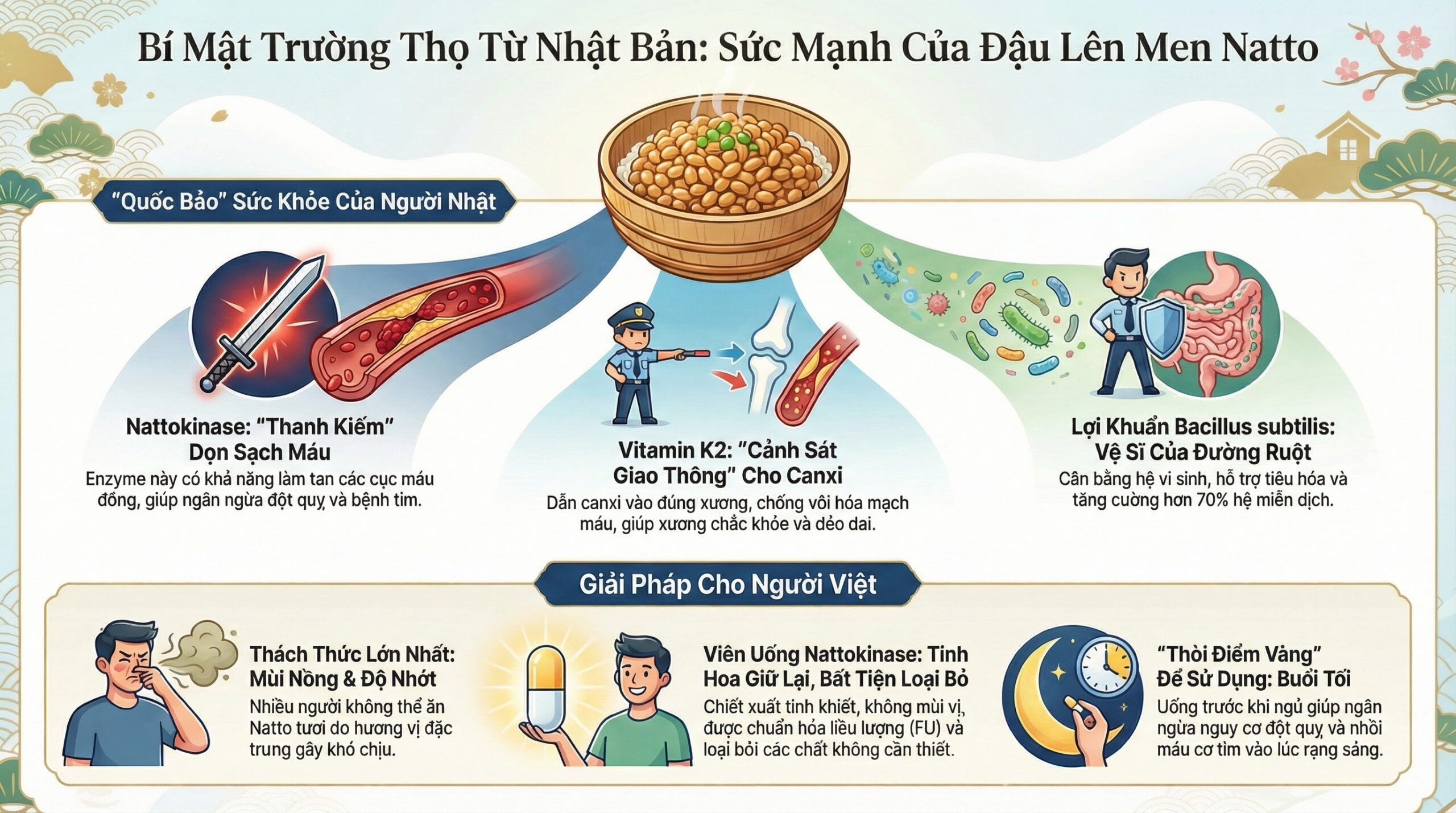 Tại sao người Nhật sống thọ, bí mật từ món đậu tương lên men Natto