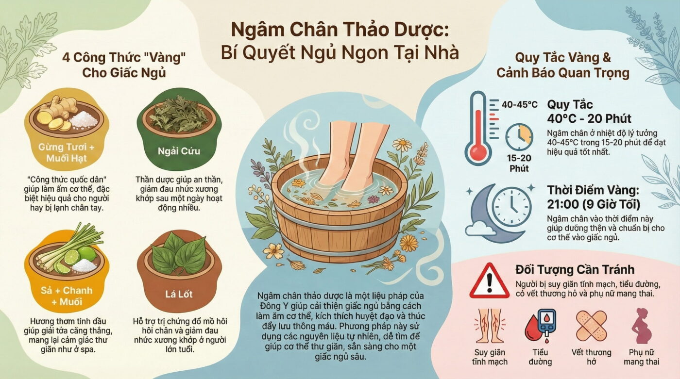 Hướng Dẫn Làm Nước Ngâm Chân Thảo Dược Tại Nhà: Bí Quyết "Ngủ Ngon Sâu Giấc" Của Đông Y