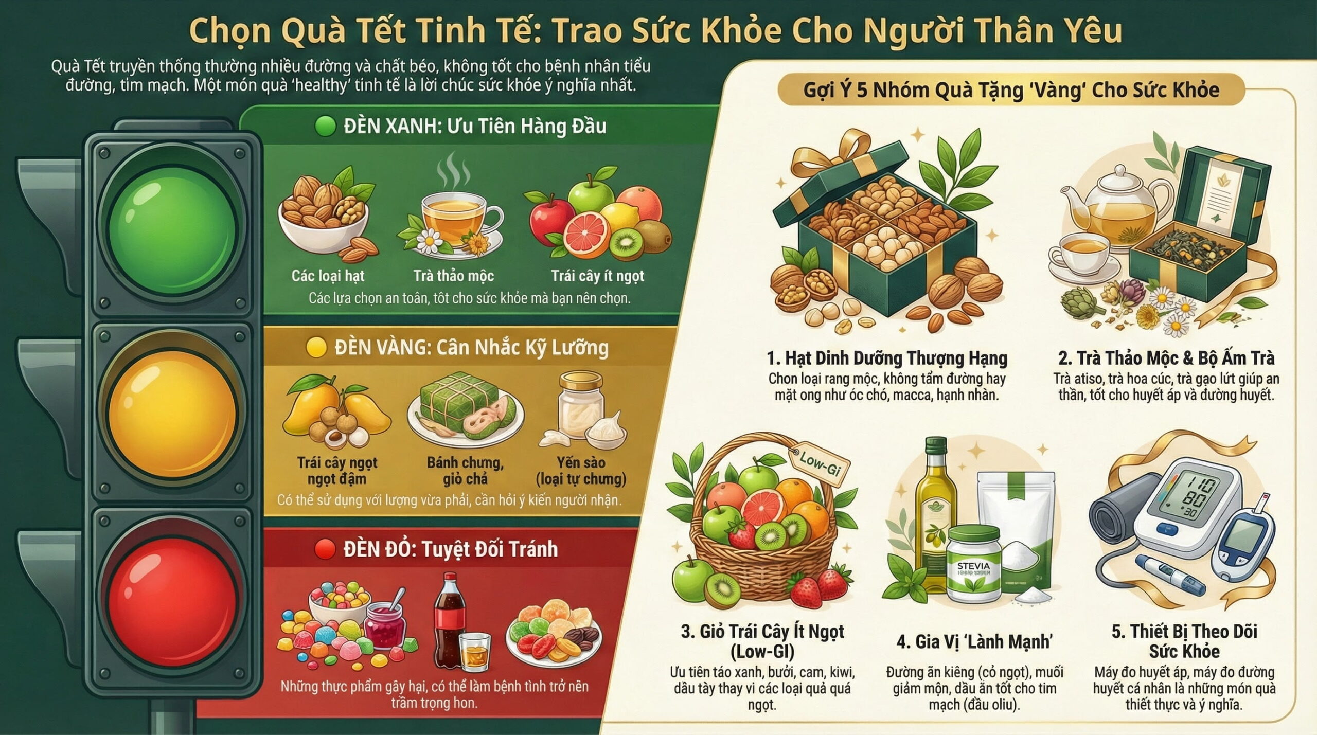 Cách chọn quà Tết tinh tế cho người mắc bệnh tiểu đường, tim mạch