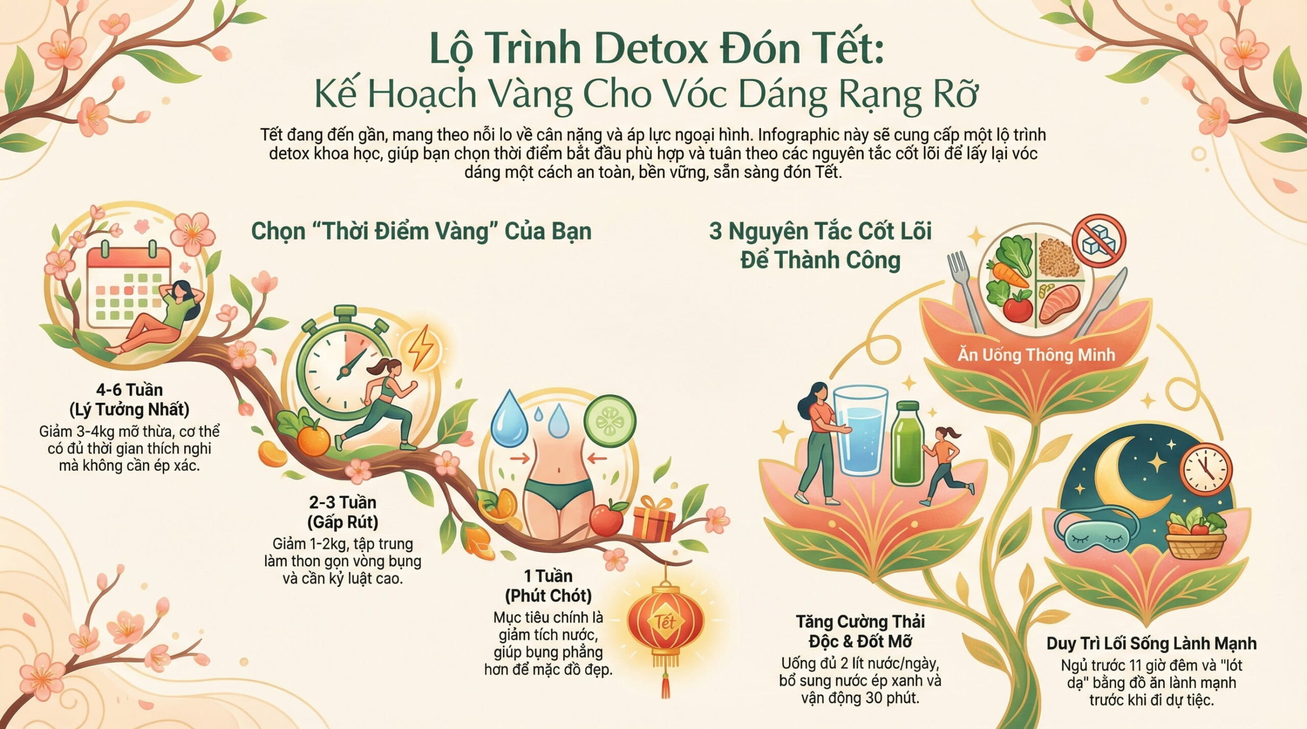 Detox Giảm Cân Đón Tết: Nên Bắt Đầu Từ Khi Nào Để Vừa Kịp Đẹp, Vừa Không "Xỉu Up Xỉu Down"?