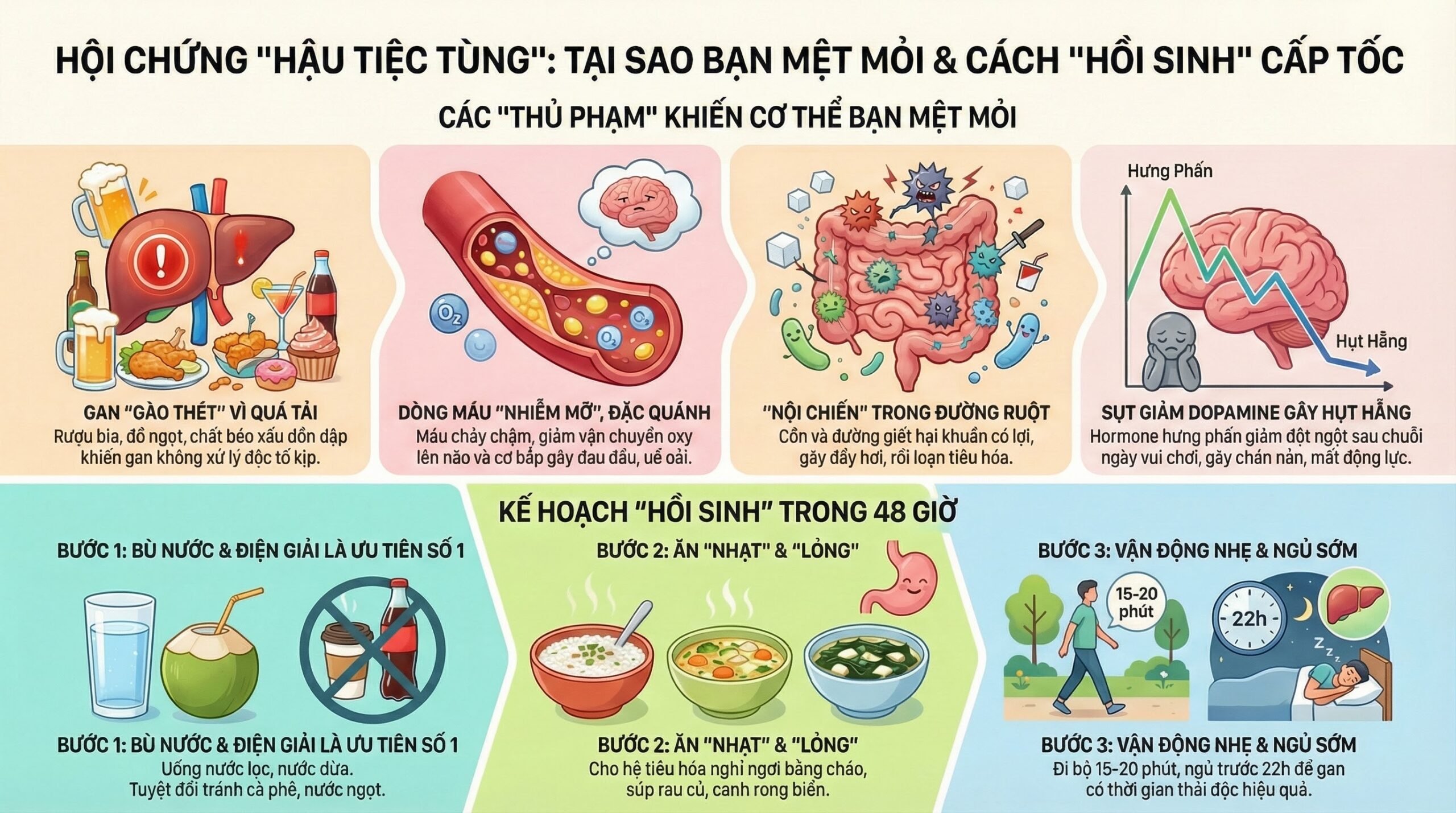 Mệt mỏi chán ăn sau chuỗi ngày tiệc tùng