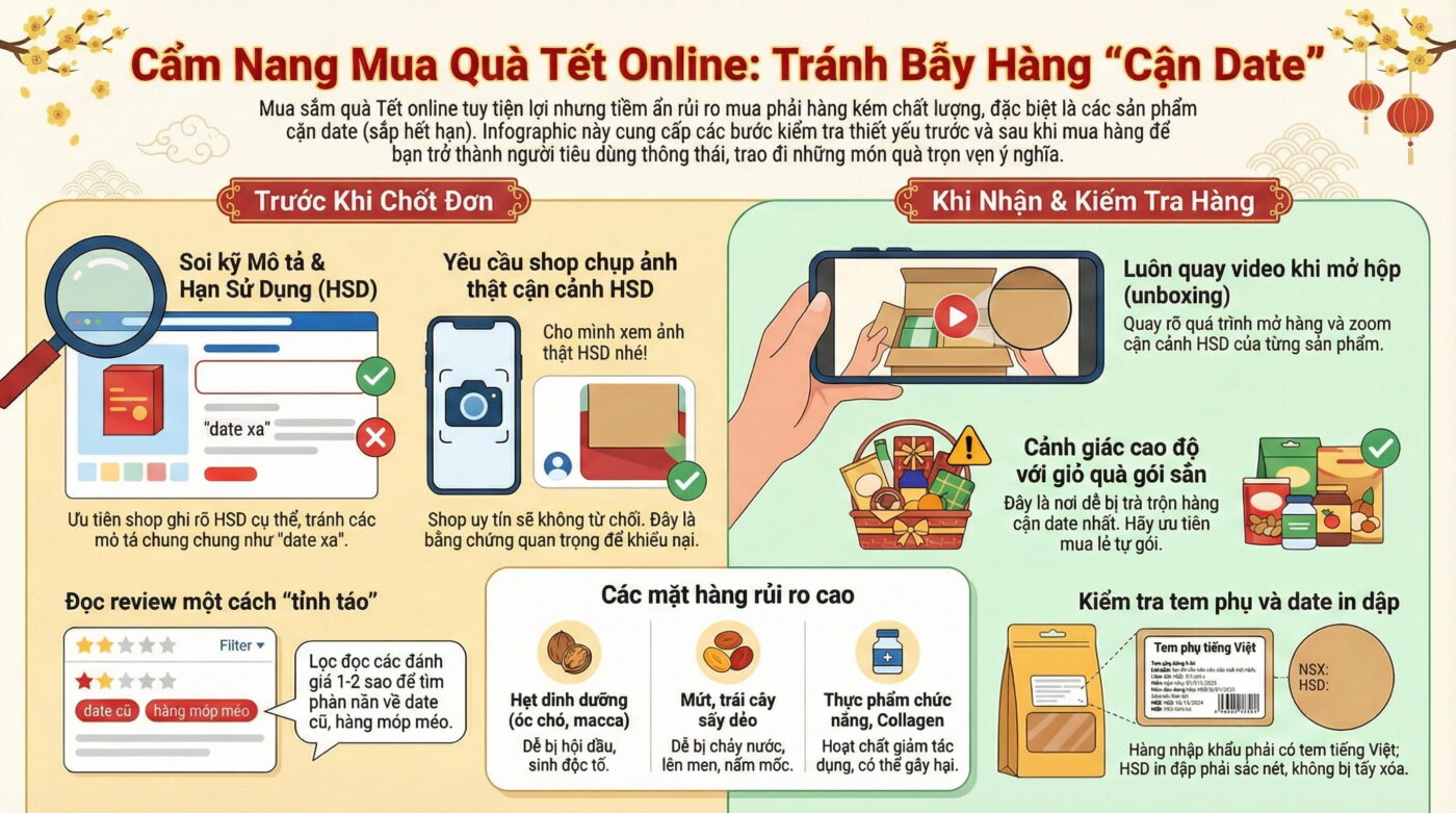 Mua quà Tết online: Những lưu ý để tránh hàng cận date