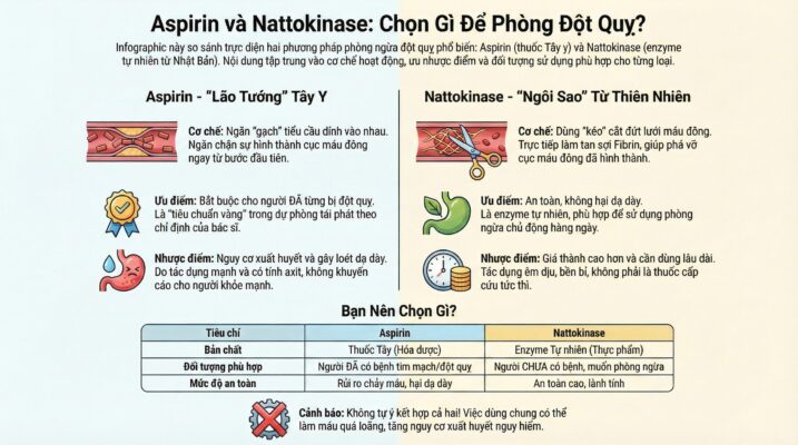 So sánh Nattokinase và Aspirin