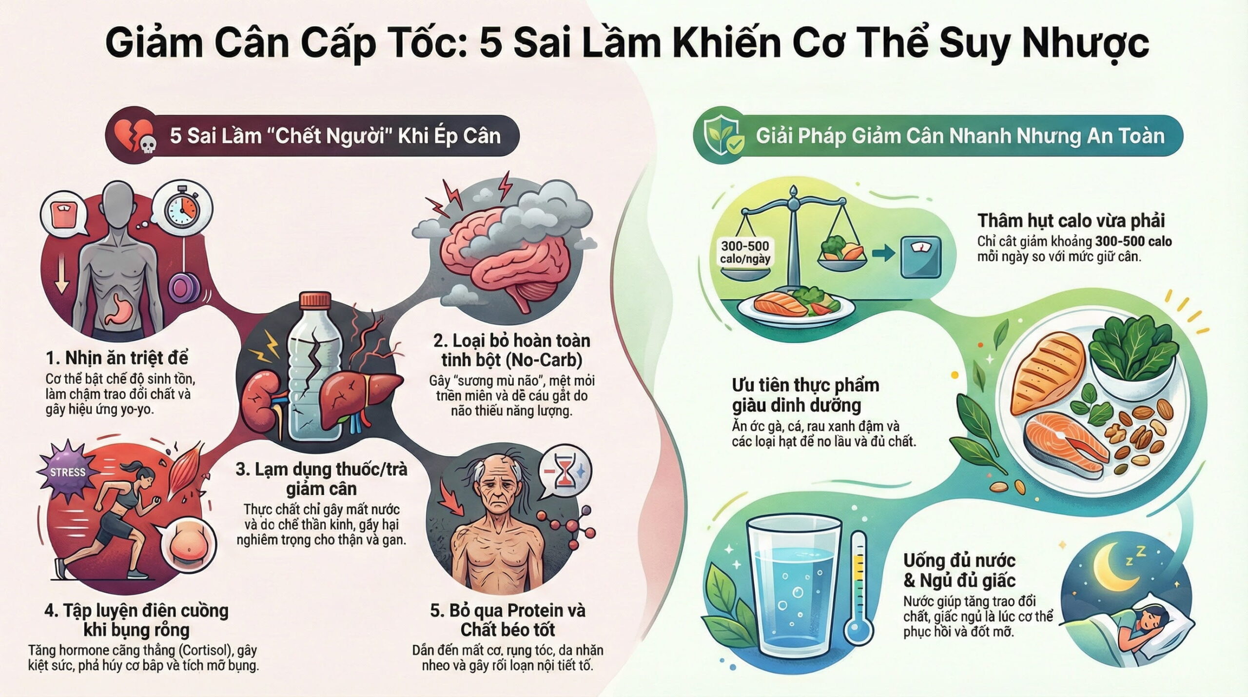 Top 5 sai lầm khi giảm cân cấp tốc khiến cơ thể suy nhược