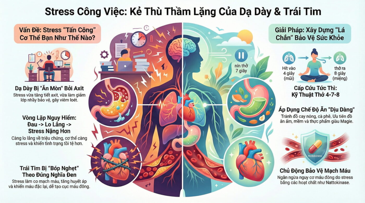 Stress công việc ảnh hưởng đến dạ dày và tim mạch