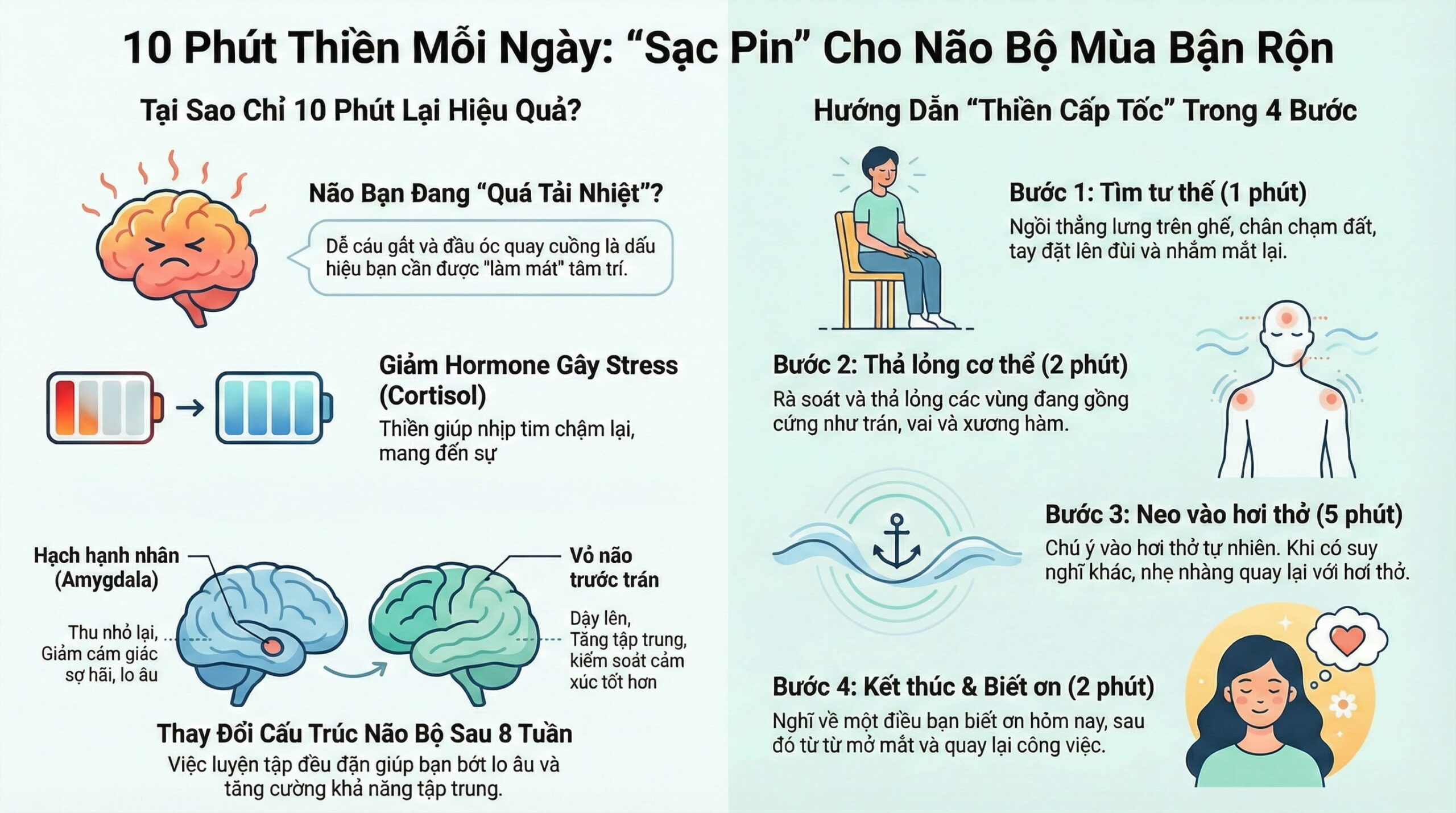 10 Phút Thiền Mỗi Ngày: Bí Quyết Cân Bằng Cảm Xúc & Giảm Stress Mùa Bận Rộn