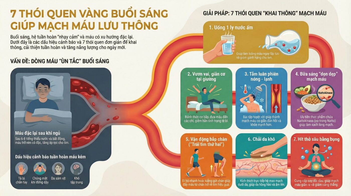 Thói quen buổi sáng giúp mạch máu lưu thông