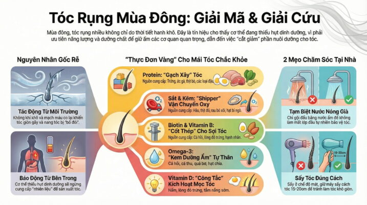Tóc Gãy Rụng Nhiều Vào Mùa Đông: Không Chỉ Do Trời Hanh, Mà Là Do Bạn Đang Thiếu Những Chất Này!