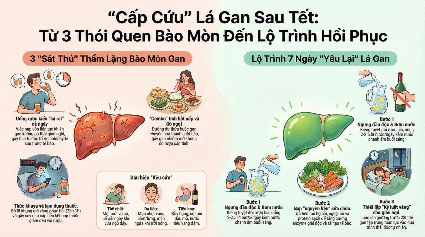 Những thói quen âm thầm “bào mòn” gan trong dịp Tết