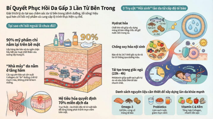 Chăm sóc từ bên trong giúp làn da phục hồi nhanh hơn ra sao?
