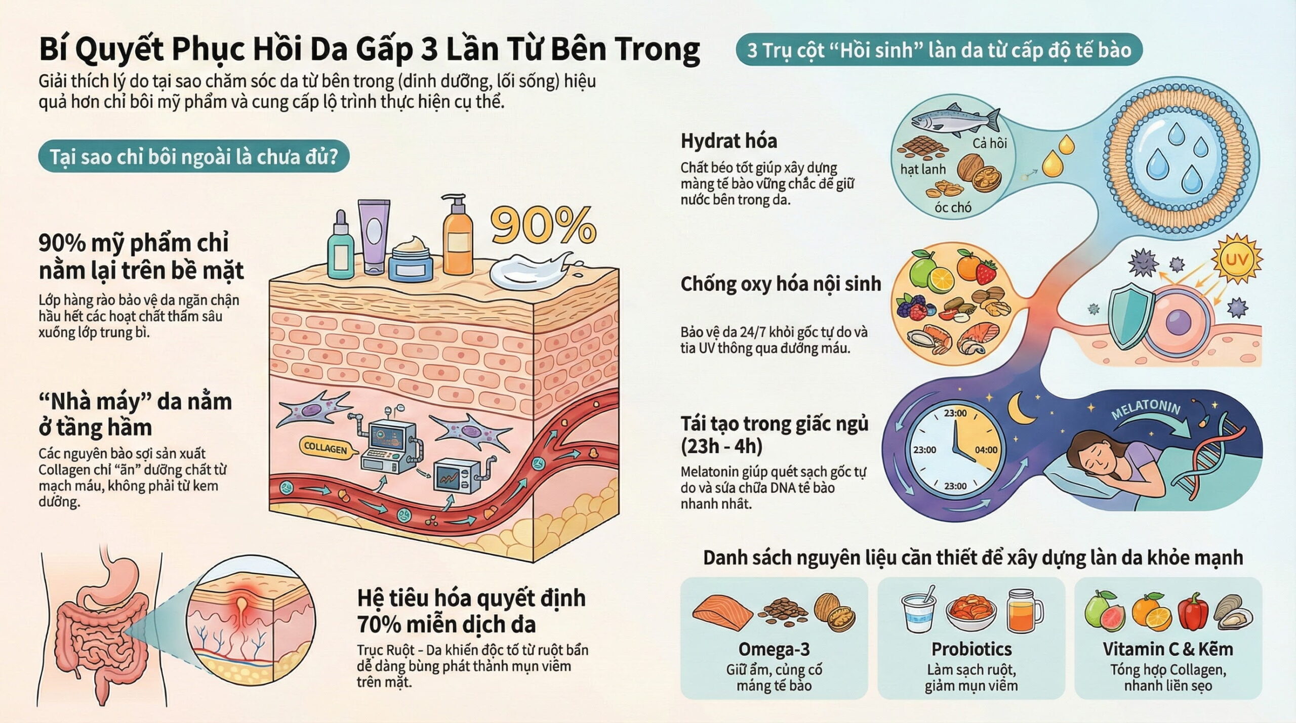 Chăm sóc từ bên trong giúp làn da phục hồi nhanh hơn ra sao?