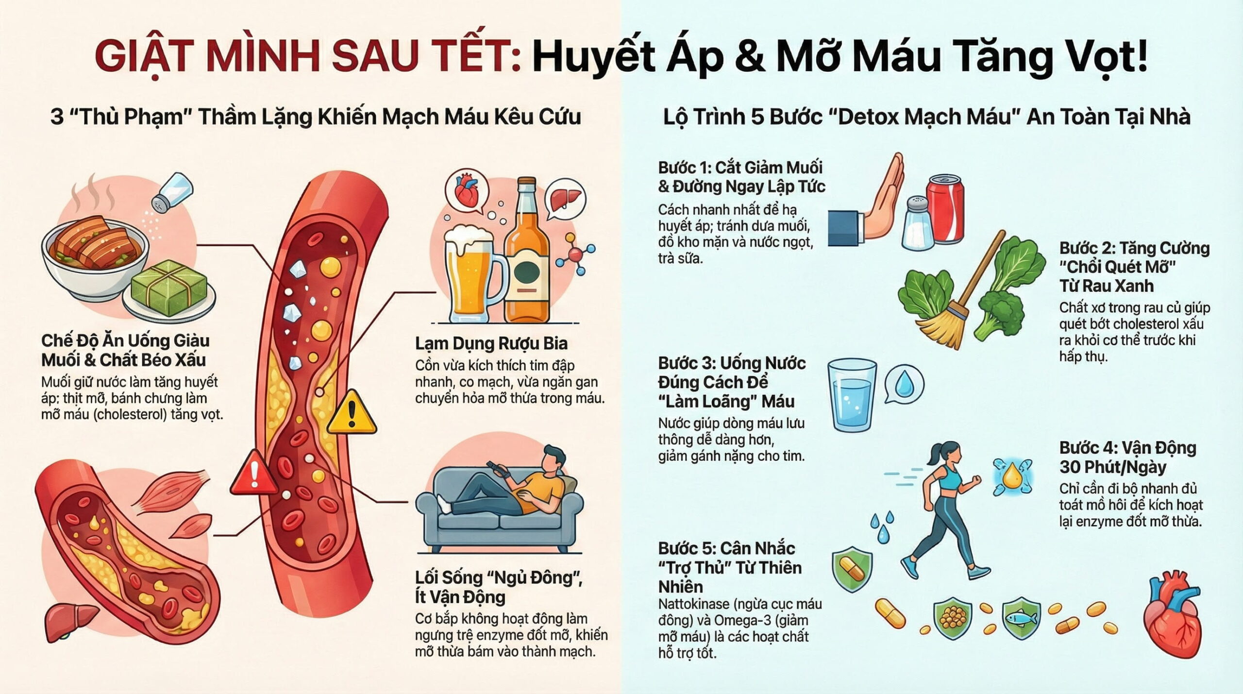 Sau Tết, huyết áp và mỡ máu dễ tăng hơn bạn nghĩ
