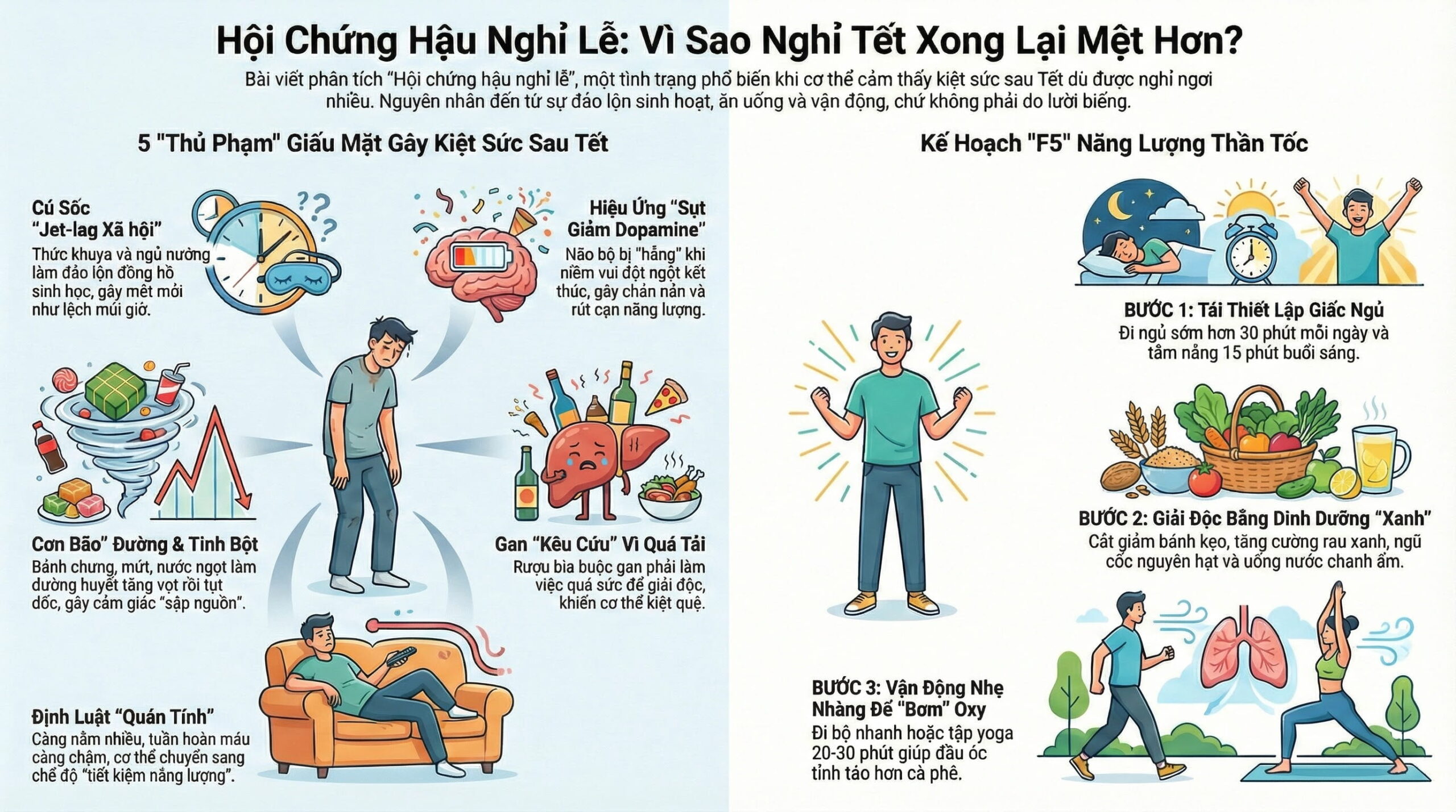 Vì Sao Sau Tết Nhiều Người Thấy Xuống Sức Dù "Nghỉ Ngơi" Nhiều?