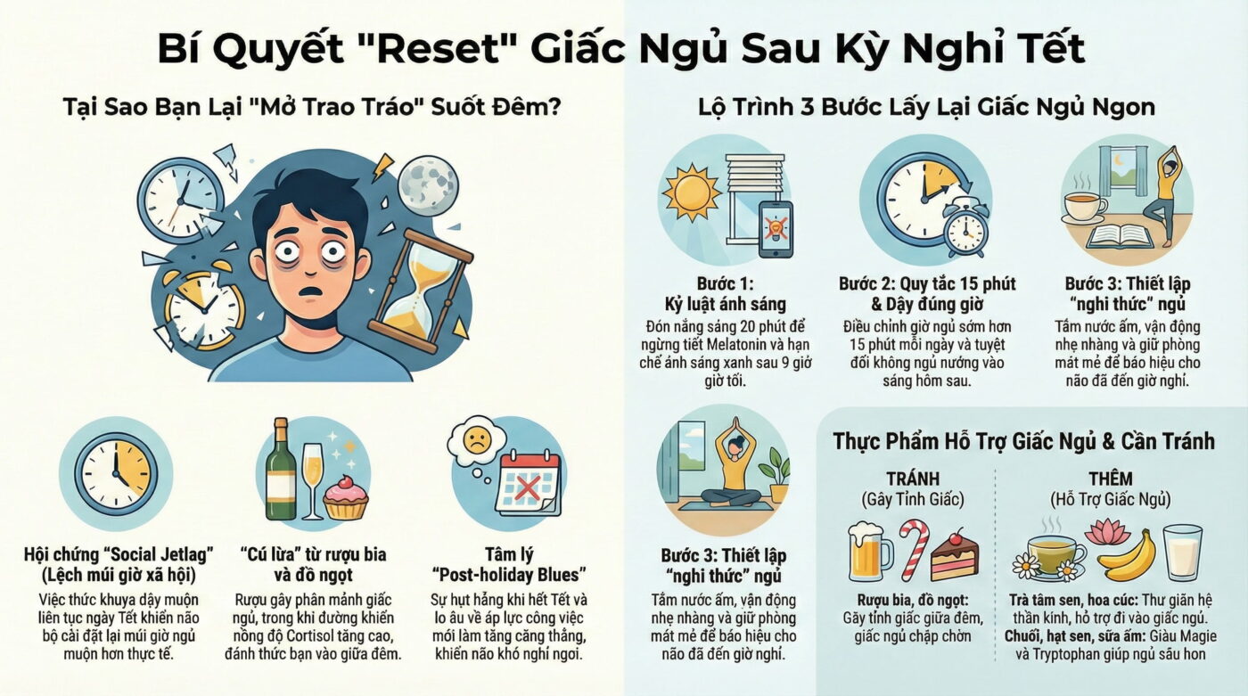 Vì sao nhiều người mất ngủ kéo dài sau Tết Nguyên Đán?