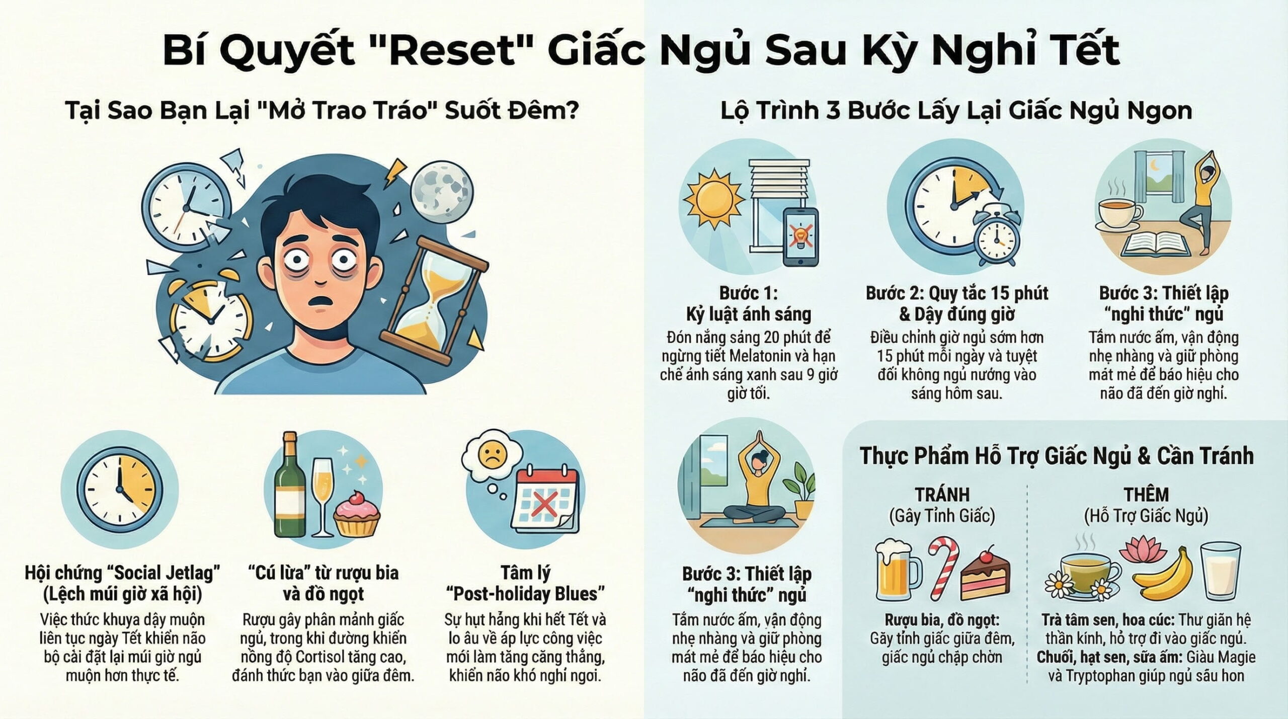 Vì sao nhiều người mất ngủ kéo dài sau Tết Nguyên Đán?