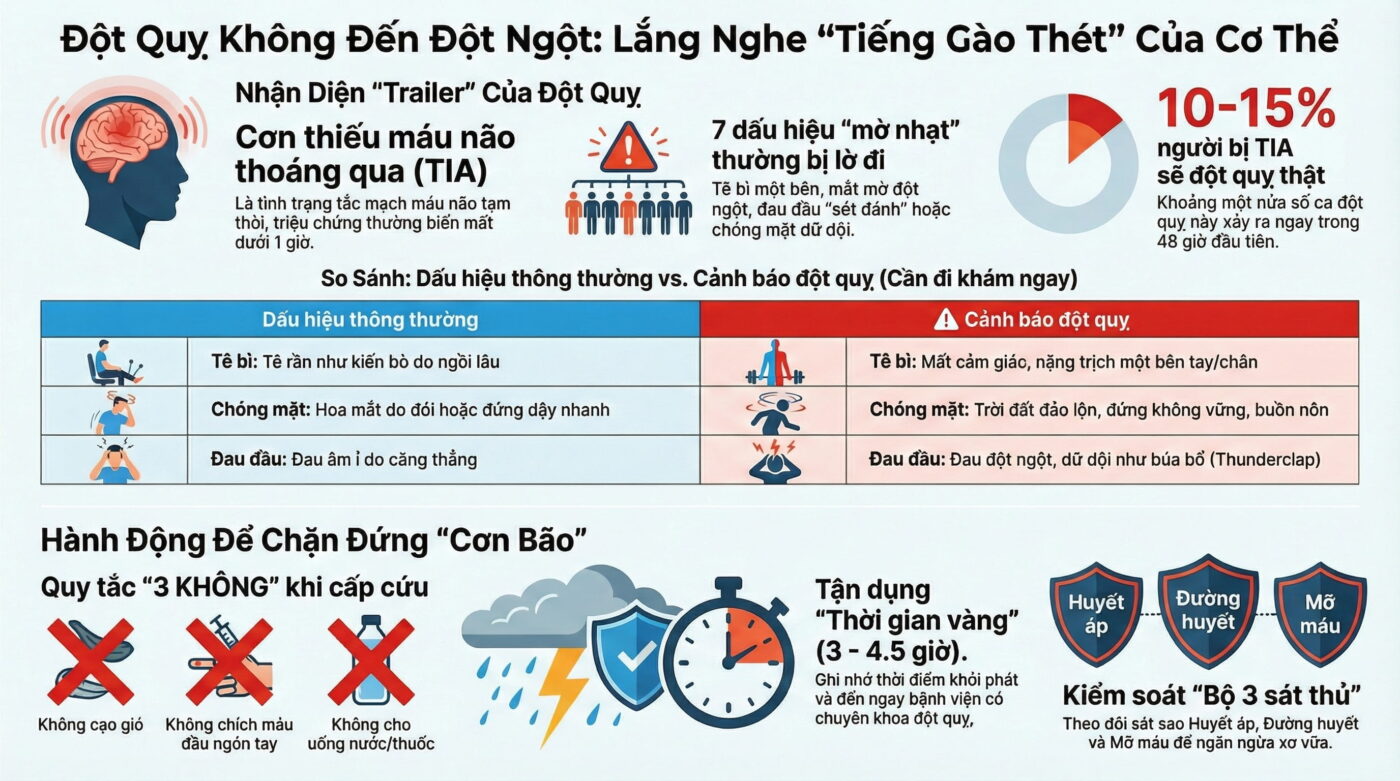 Đột quỵ không đến đột ngột – cơ thể đã cảnh báo từ trước