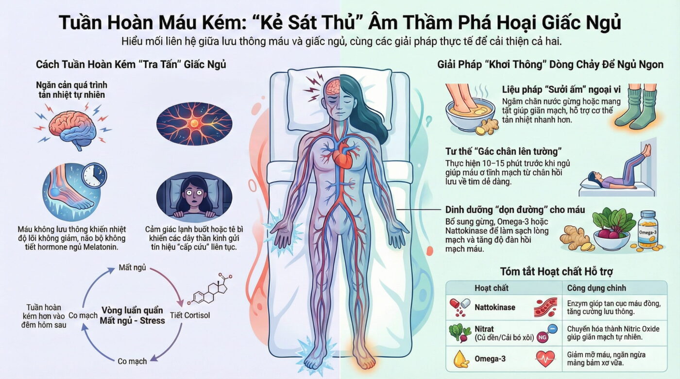 Tuần hoàn máu kém ảnh hưởng đến giấc ngủ như thế nào?