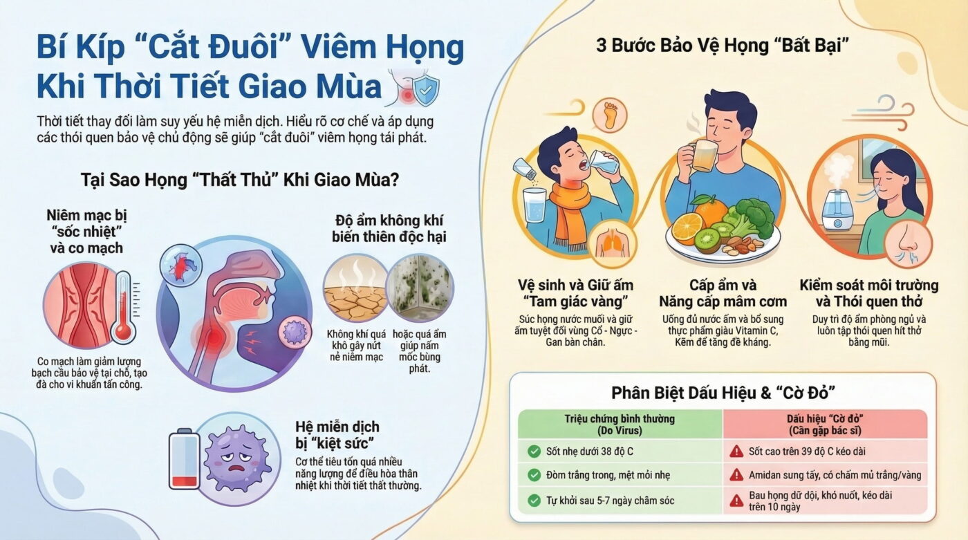 Viêm họng tái phát khi thời tiết thay đổi: Nguyên nhân do đâu?