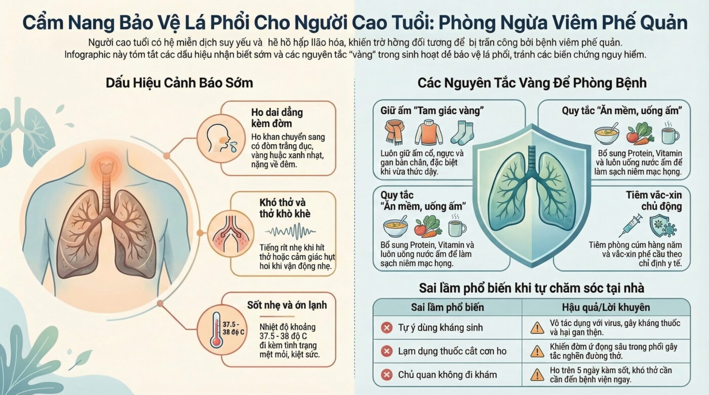 Người cao tuổi cần làm gì để phòng viêm phế quản?