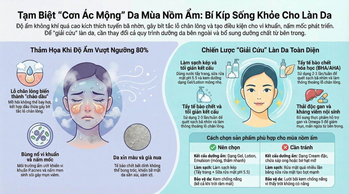 Độ ẩm cao ảnh hưởng đến làn da ra sao?