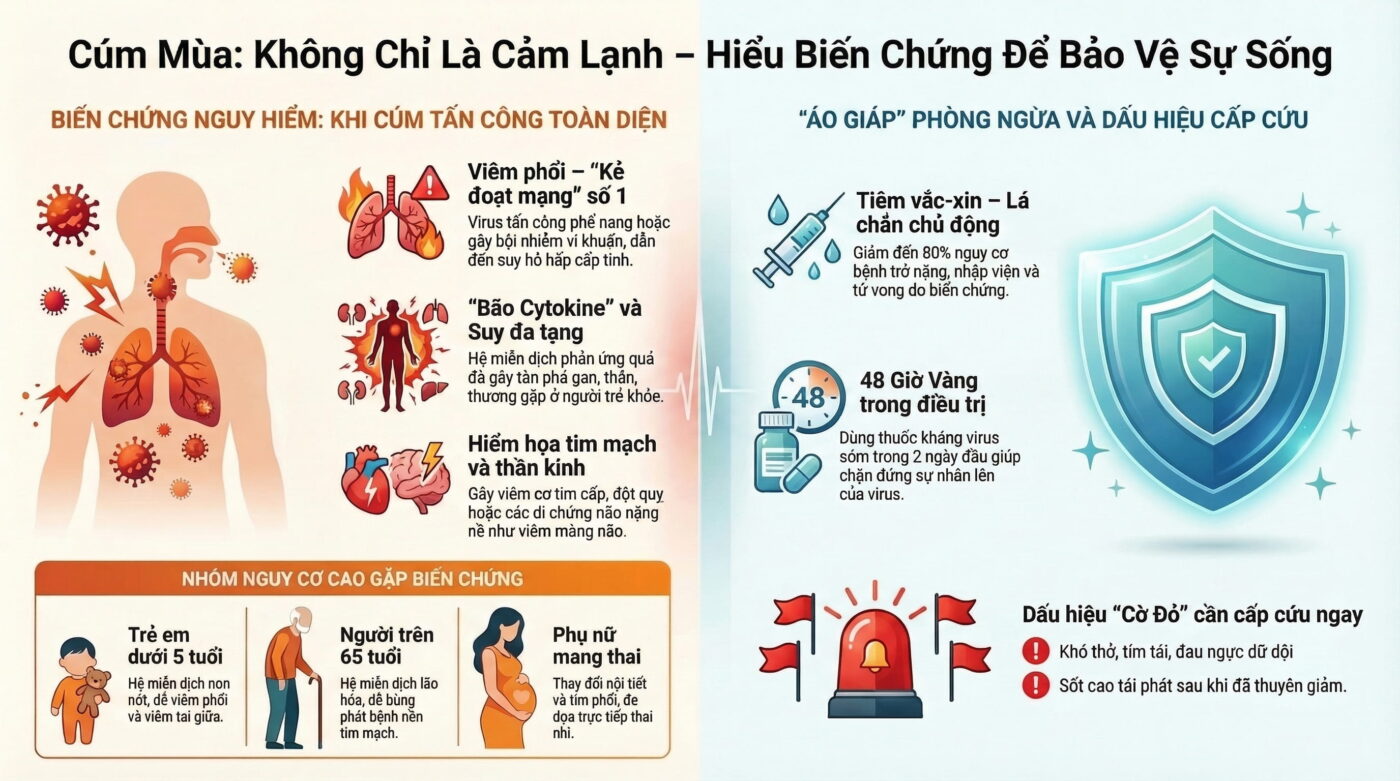Cúm mùa có thể gây biến chứng nguy hiểm ra sao?