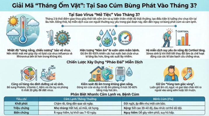 Vì sao tháng 3 là mùa cao điểm của cúm và cảm lạnh?