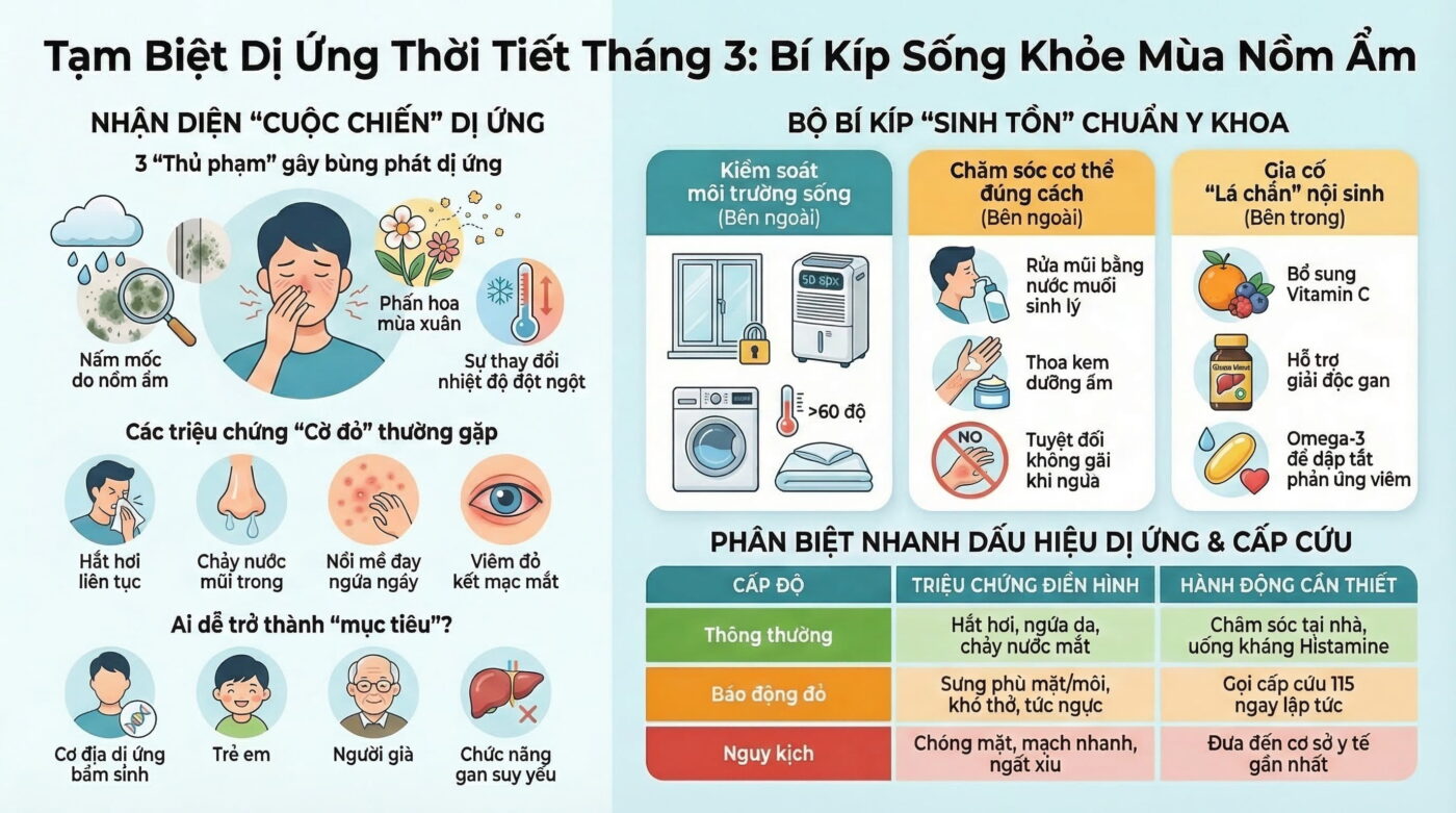 Dị ứng thời tiết tháng 3: Triệu chứng và cách phòng ngừa
