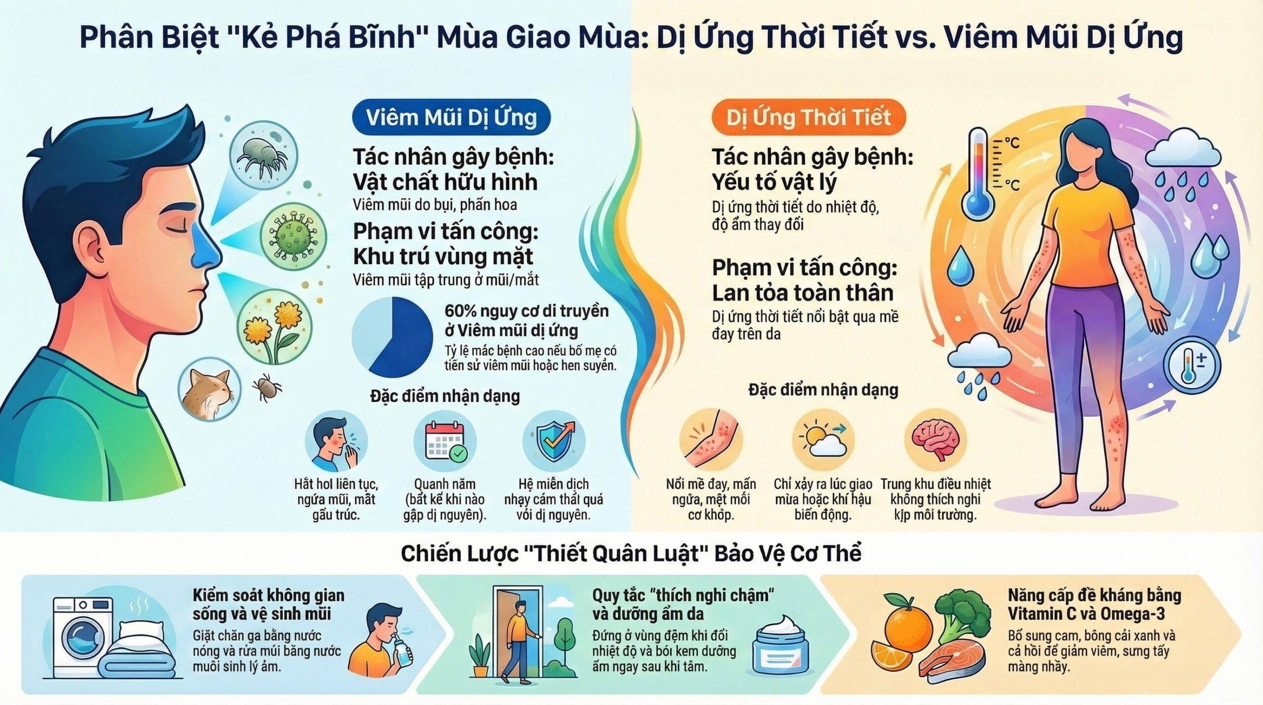 Dị ứng thời tiết và viêm mũi dị ứng khác nhau thế nào?