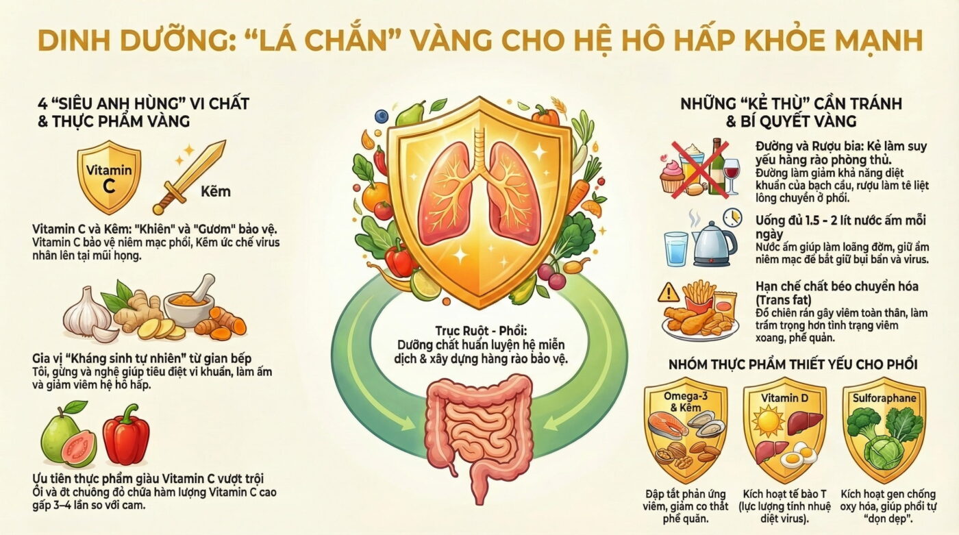 Dinh dưỡng giúp giảm nguy cơ mắc bệnh hô hấp