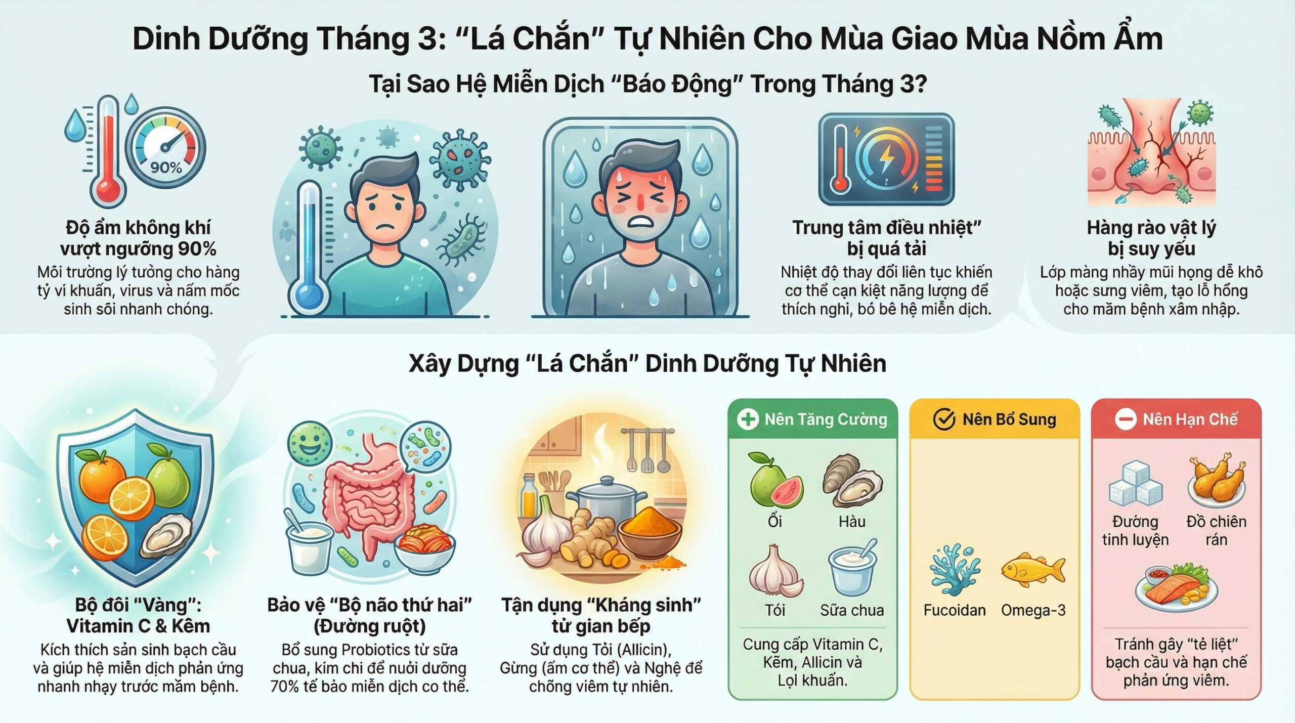 Dinh dưỡng tăng đề kháng tự nhiên trong tháng 3