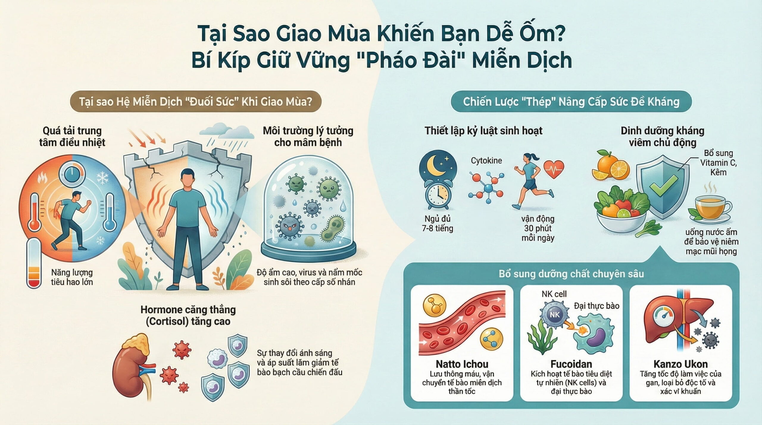 Vì sao giao mùa khiến cơ thể dễ suy giảm miễn dịch?