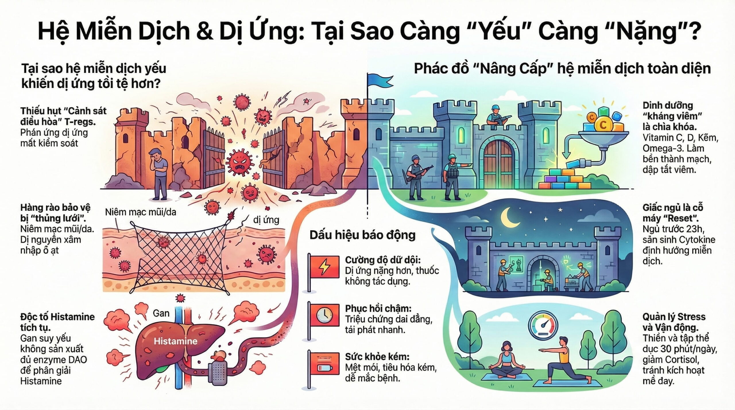 Hệ miễn dịch yếu có làm dị ứng nặng hơn không?