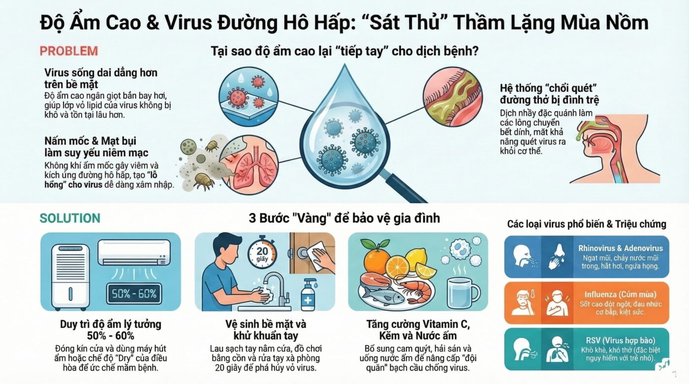 Độ ẩm cao và nguy cơ nhiễm virus đường hô hấp