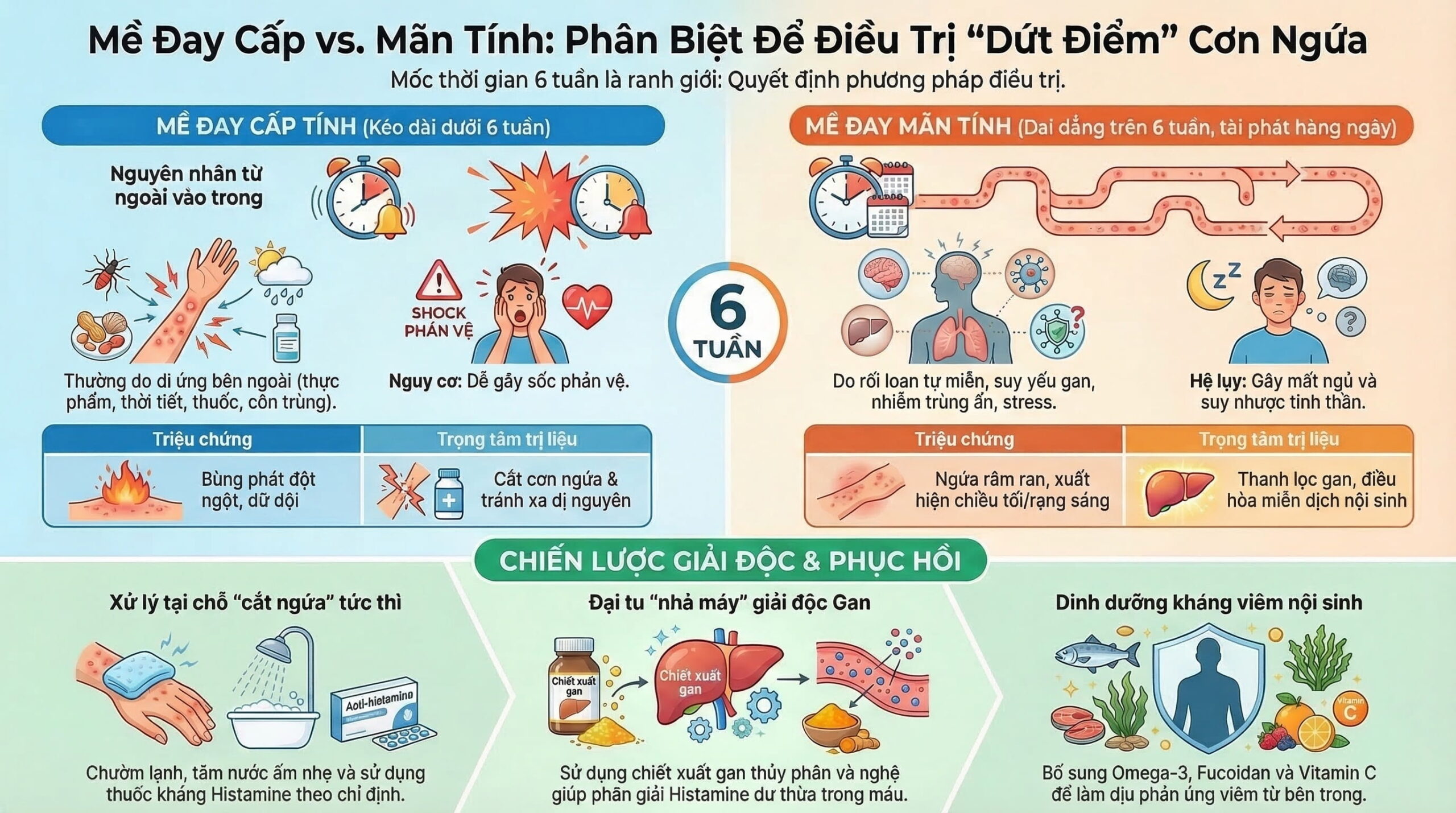 Mề đay cấp và mề đay mãn tính khác nhau thế nào?