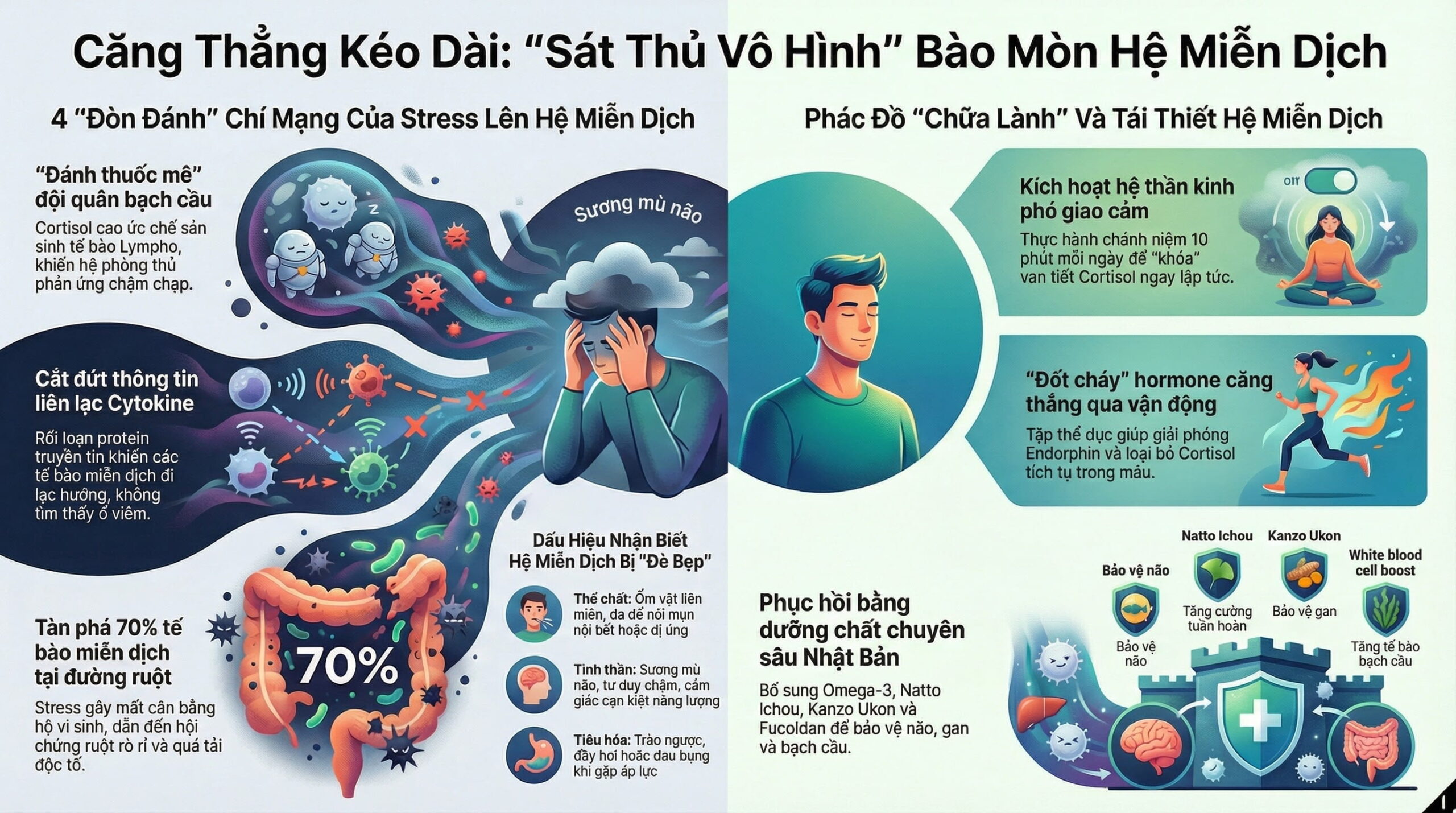 Căng thẳng kéo dài làm suy yếu hệ miễn dịch thế nào?