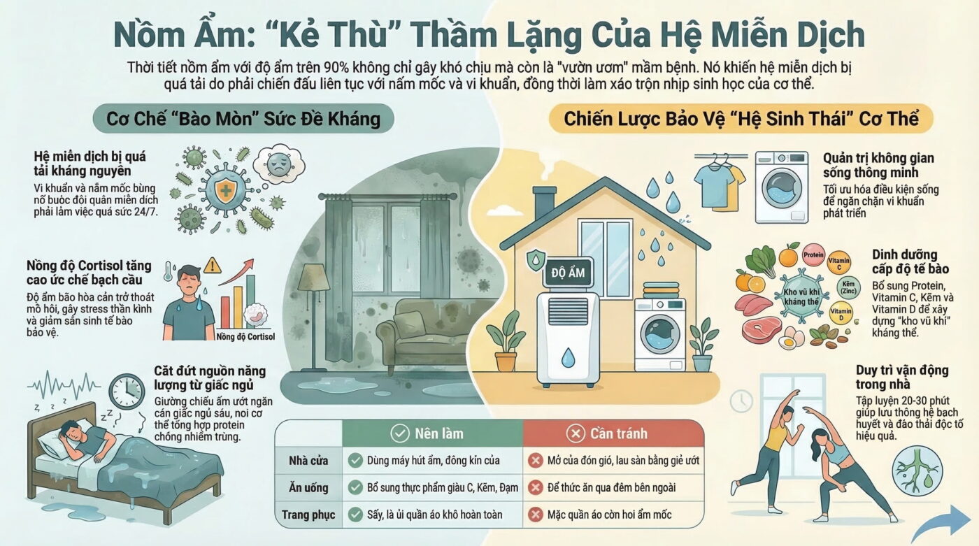 Nồm ẩm kéo dài có làm suy giảm miễn dịch không?
