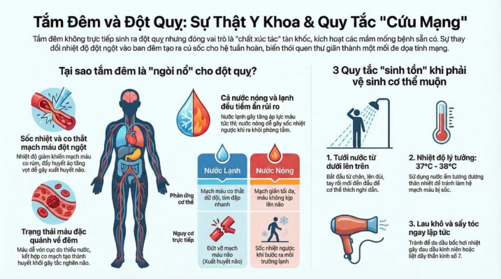 Tắm đêm có gây đột quỵ không? Sự thật dưới góc nhìn y khoa