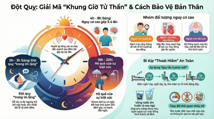 Đột quỵ thường xảy ra vào thời điểm nào trong ngày?