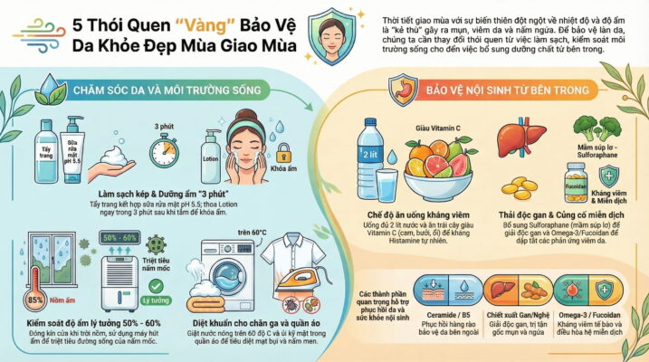 5 thói quen giúp phòng bệnh da liễu mùa giao mùa