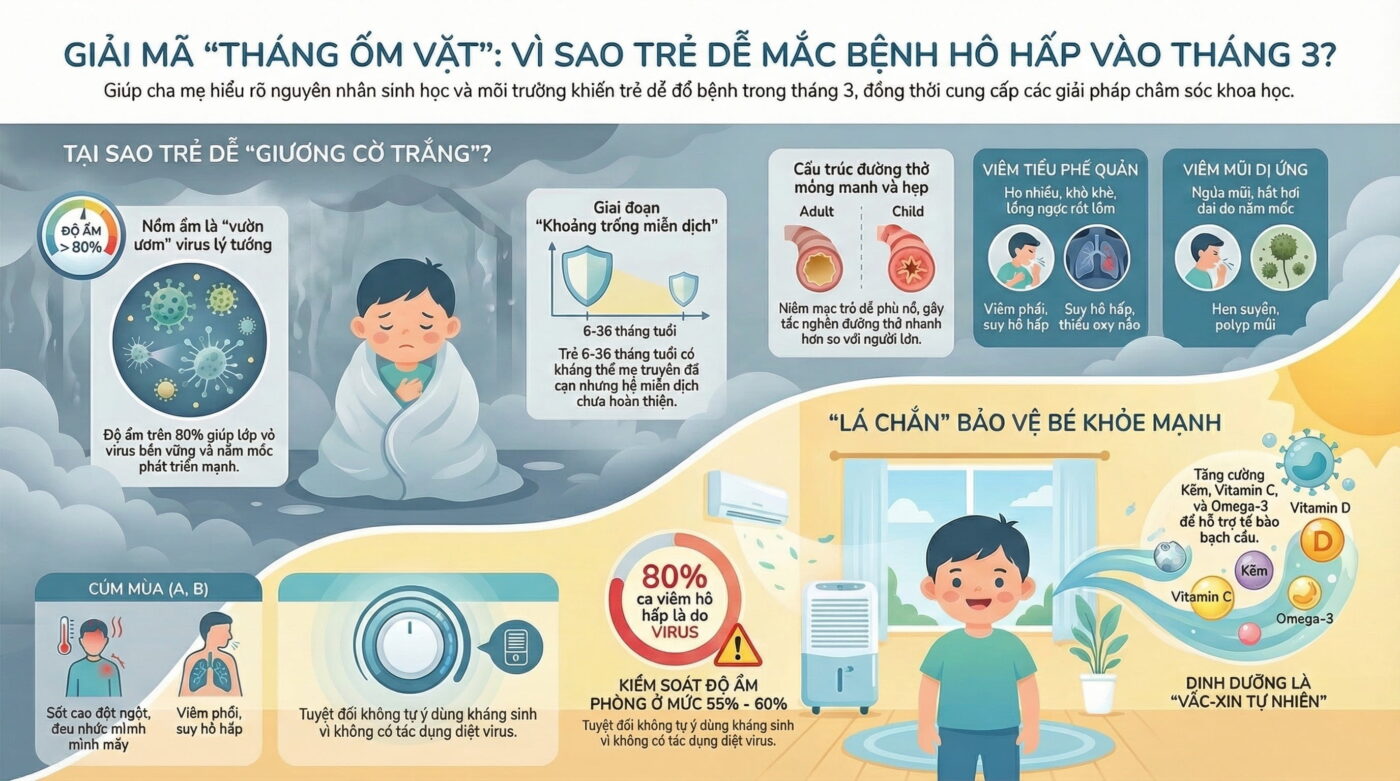 Trẻ nhỏ dễ mắc bệnh hô hấp trong tháng 3 vì sao?