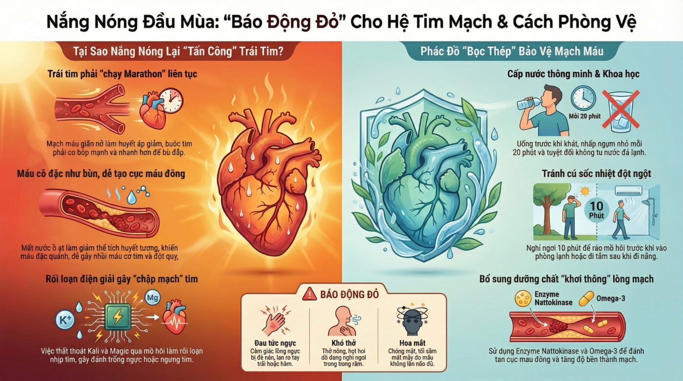 Nắng nóng đầu mùa ảnh hưởng hệ tim mạch như thế nào?