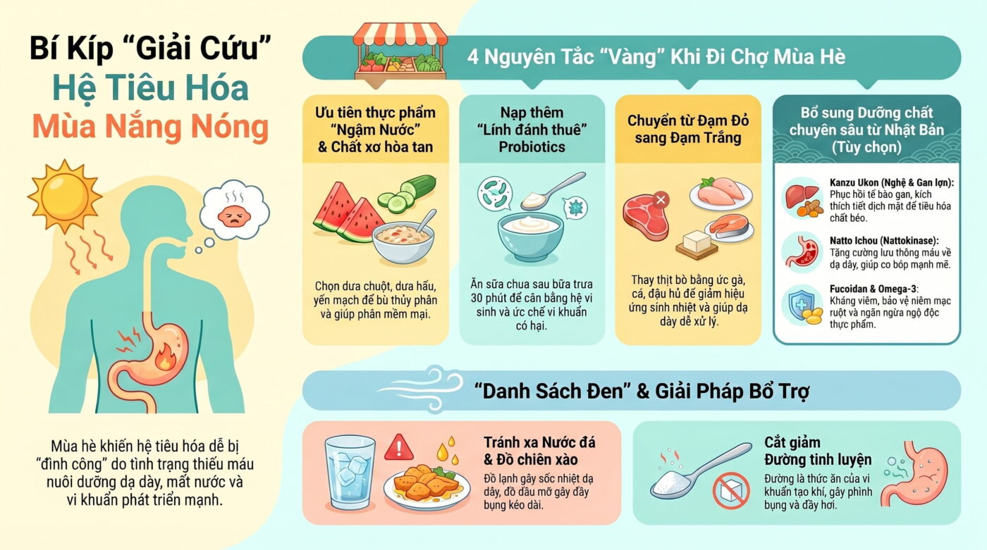 Cách lựa chọn thực phẩm giúp hệ tiêu hóa khỏe mạnh mùa hè